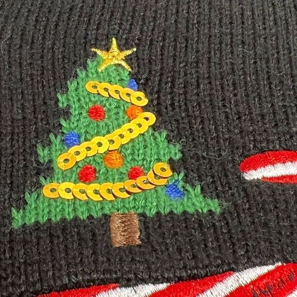 Karen Scott black candy cane tic tac toe ugly Christmas sweater size M - Picture 16 of 16